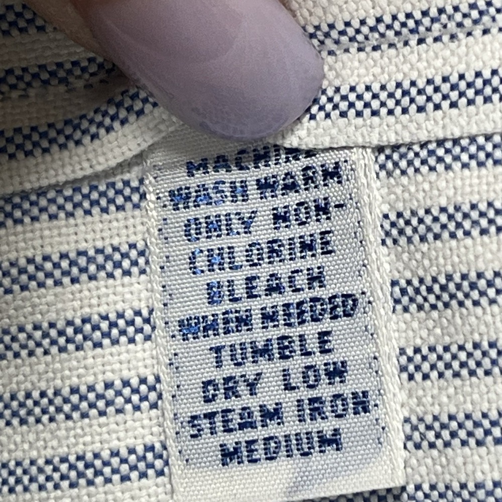 Vtg Polo Ralph Lauren Yarmouth cotton Oxford LS Shirt Men's 17.5-35 Blue Striped - Picture 5 of 10